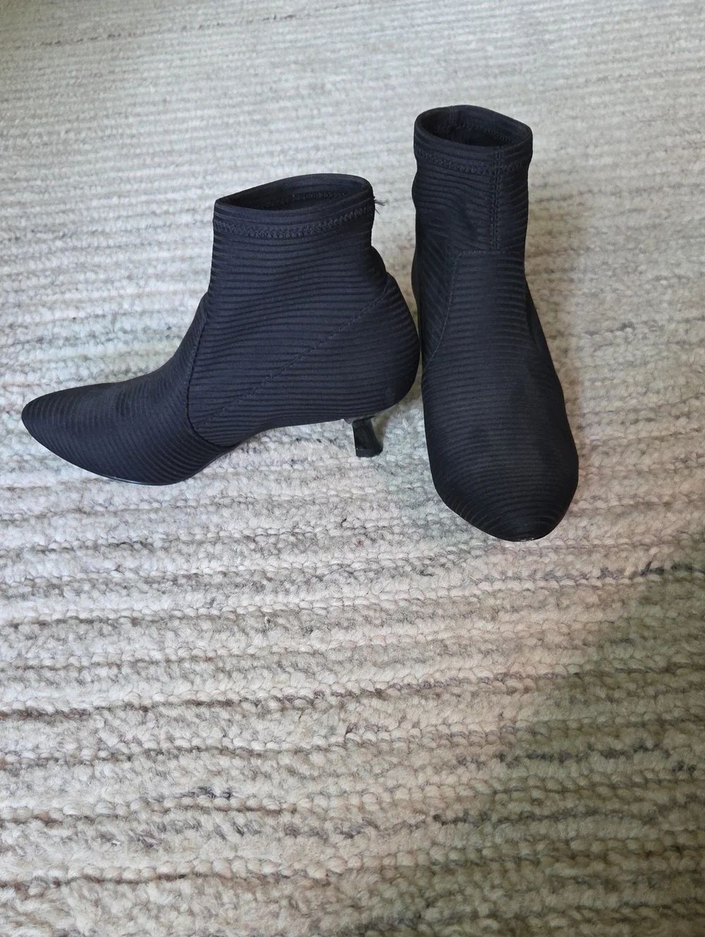 Katy Perry Collections Black Ribbed Stretch Ankle Booties